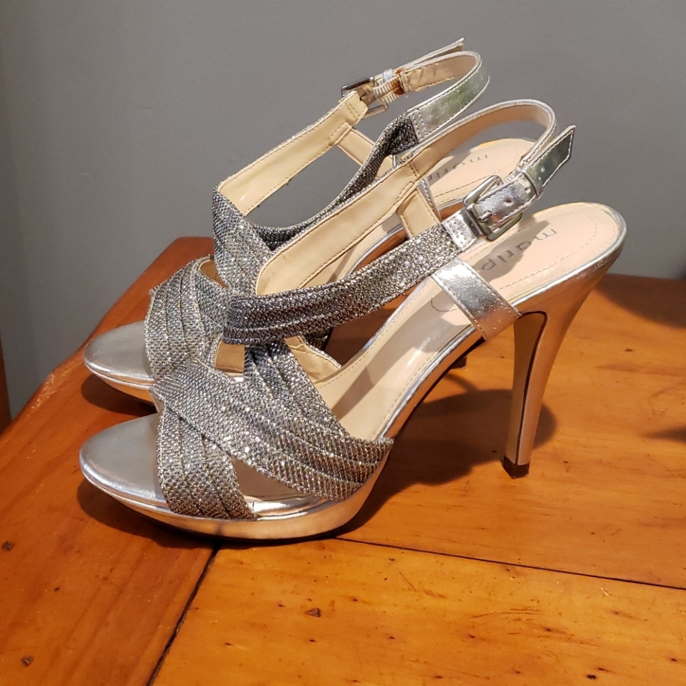 Night out heels! Silver glittery formal